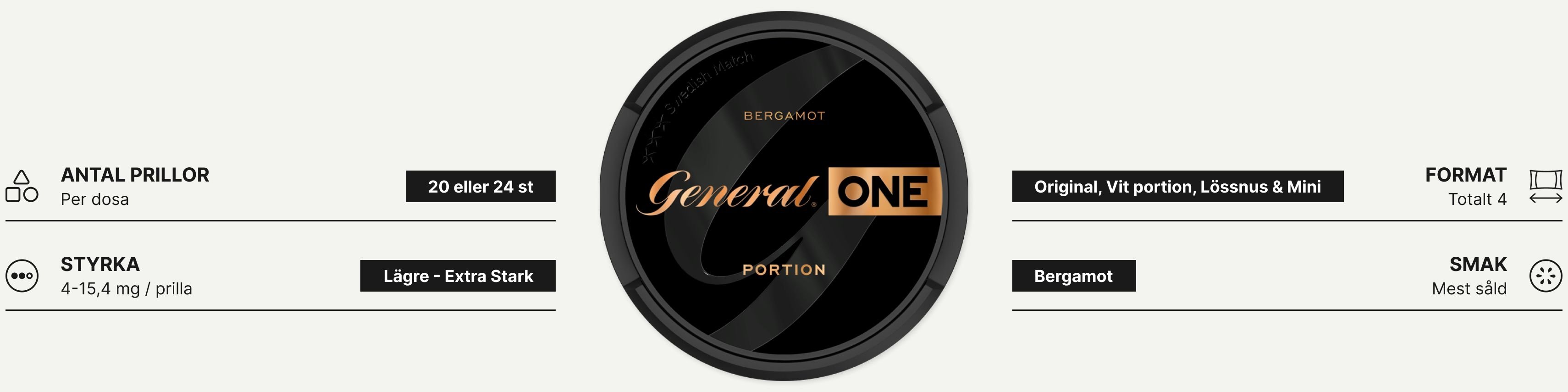 En general snus dosa med information om märket på sidorna