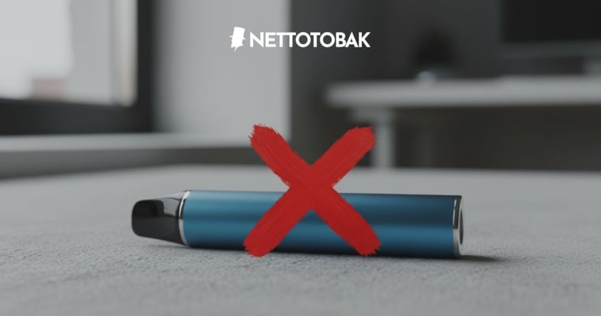 Engångsvape och ett rött kryss över den - sluta med vape