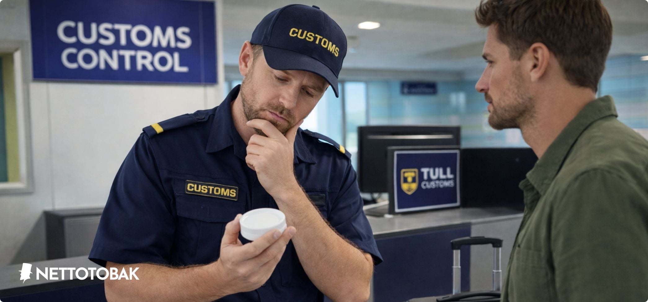 Tulltjänsteman som beslagtar snus