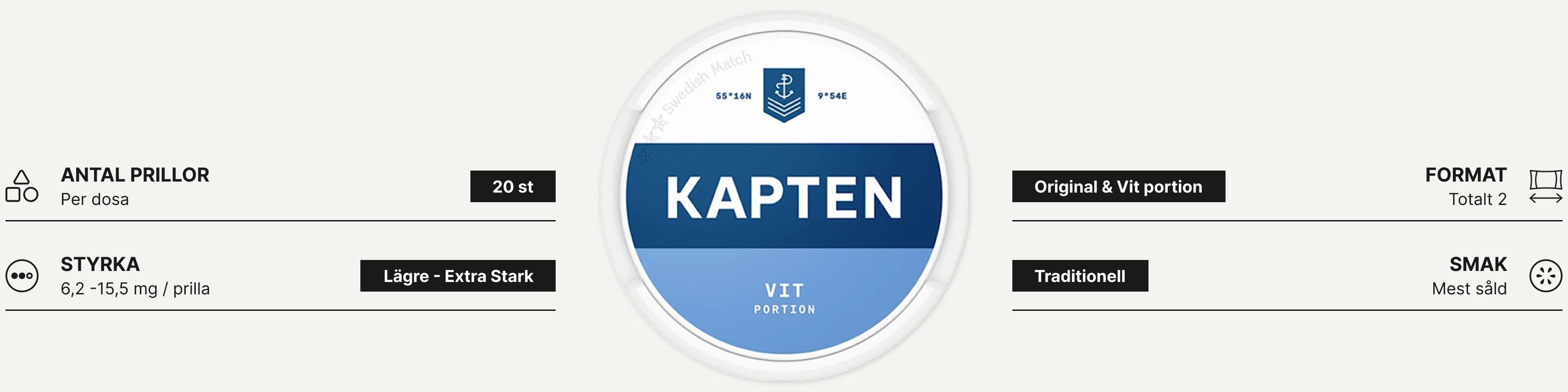 Kapten snus information