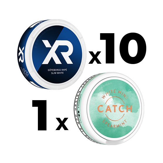 Mixpack 10 XR Göteborgs Rapé Slim White & 1 Catch White Spearmint Mini