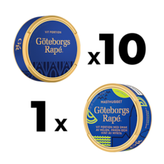 10 Göteborgs Rapé White Portionssnus + 1 Göteborgs Rapé Masthugget Mixpack
