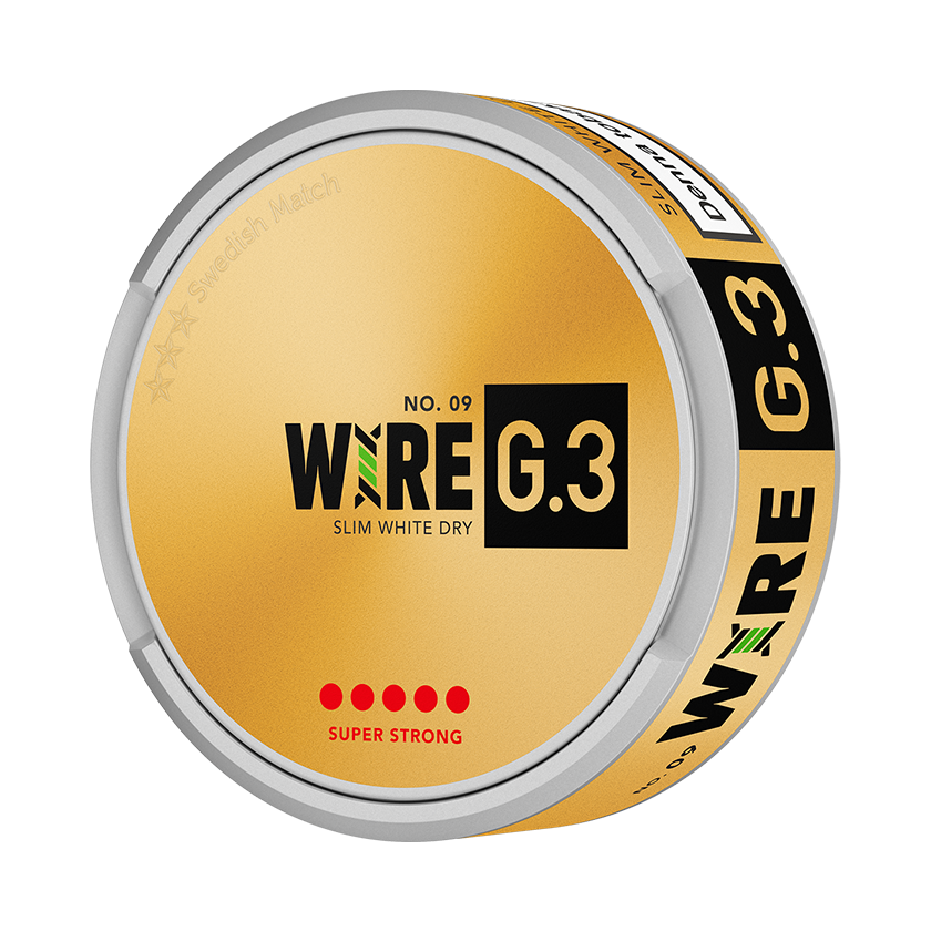 G 3 G.3 No.09 WIRE Slim White Dry Super Strong - portionssnus
