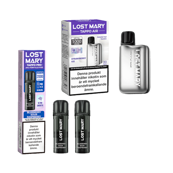 Lost Mary Tappo Air Startkit + Blueberry Sour Raspberry Pods