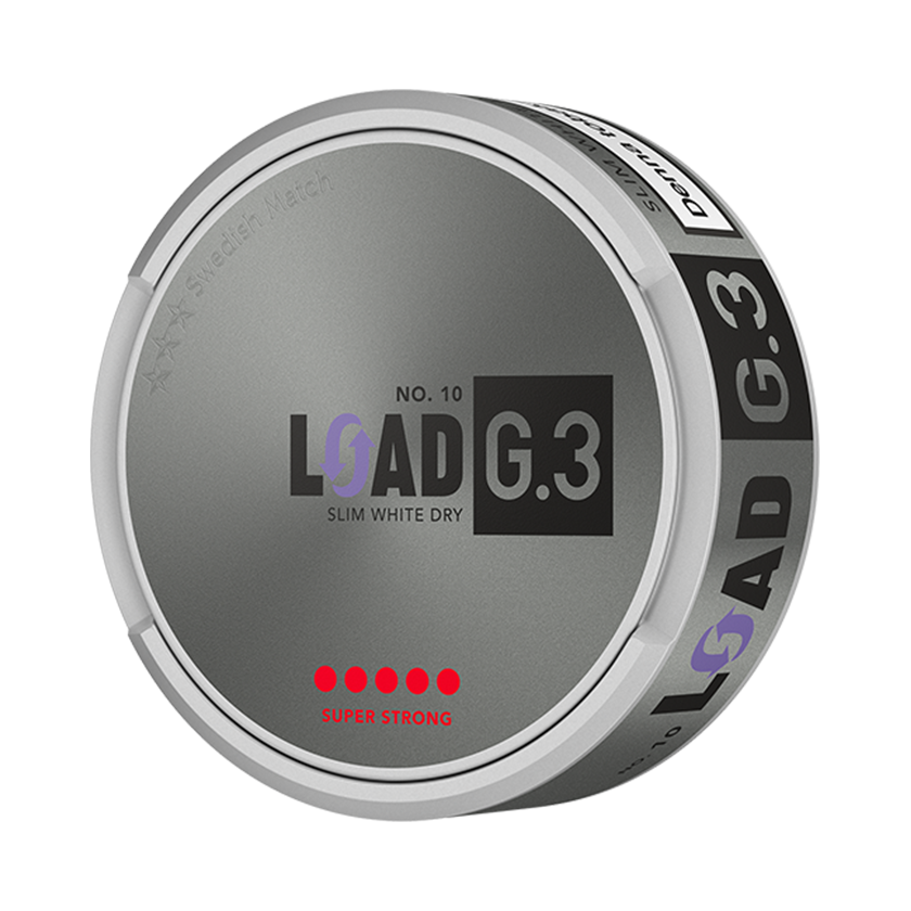 G 3 G.3 No.10 LOAD Slim White Dry Super Strong - portionssnus