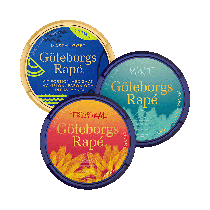 Göteborgs Rapé Götebors Rapé Mint + Göteborgs Rapé Tropical + Göteborgs Rapé Masthugget - snus