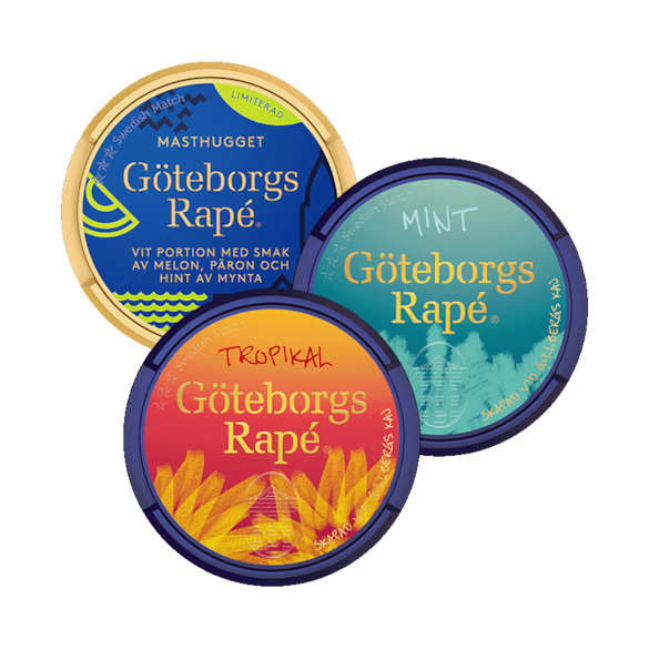 Götebors Rapé Mint + Göteborgs Rapé Tropical + Göteborgs Rapé Masthugget