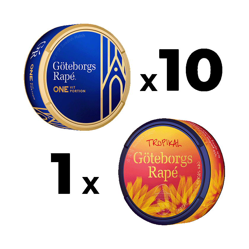 Göteborgs Rapé 10 Göteborgs Rapé One + 1 Göteborgs Rapé Tropical - traditionellt snus