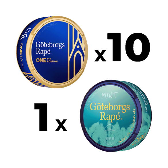 10 Göteborgs Rapé One + 1 Göteborgs Rapé Mint