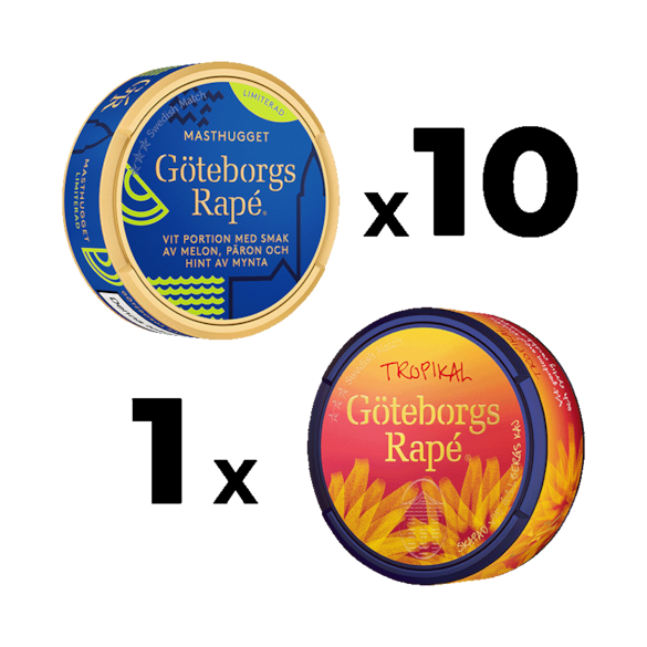 10 Göteborgs Rapé Masthugget + 1 Göteborgs Rapé Tropical