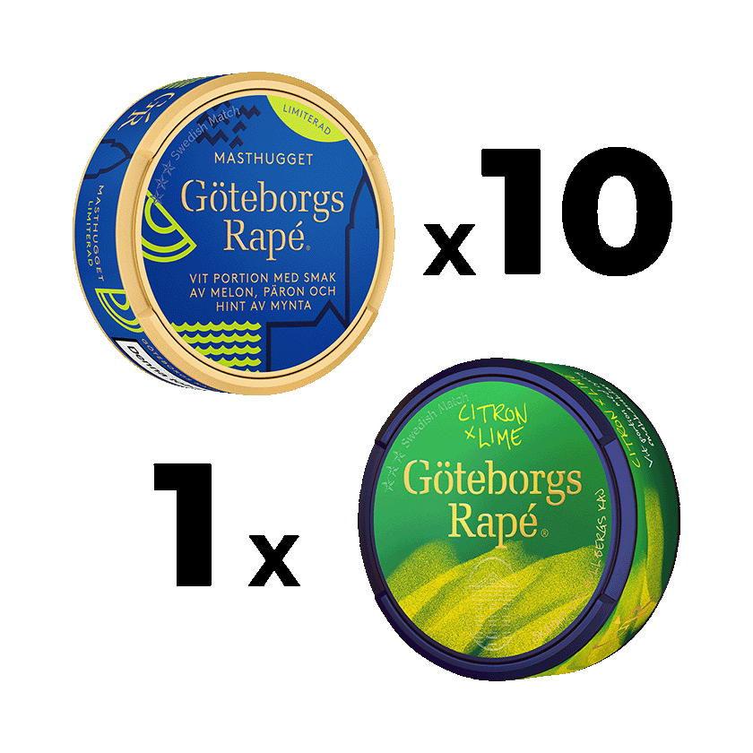 Göteborgs Rapé 10 Göteborgs Rapé Masthugget + 1 Göteborgs Rapé Citron Lime - snus