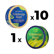 10 Göteborgs Rapé Masthugget + 1 Göteborgs Rapé Citron Lime