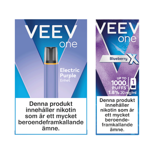 VEEV ONE Electric Purple Device + Pod Blueberry Extra Line